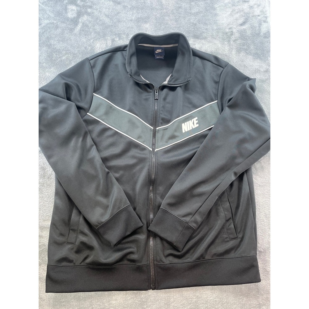Nike Mens Sportswear Track Jacket Black Grey Chevron Full Zip XL 544133-010